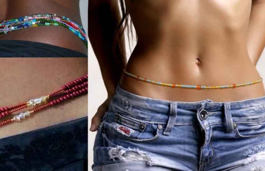 African Waist Beads Gold Bead Belly Chain Elastic Plus Size Waist